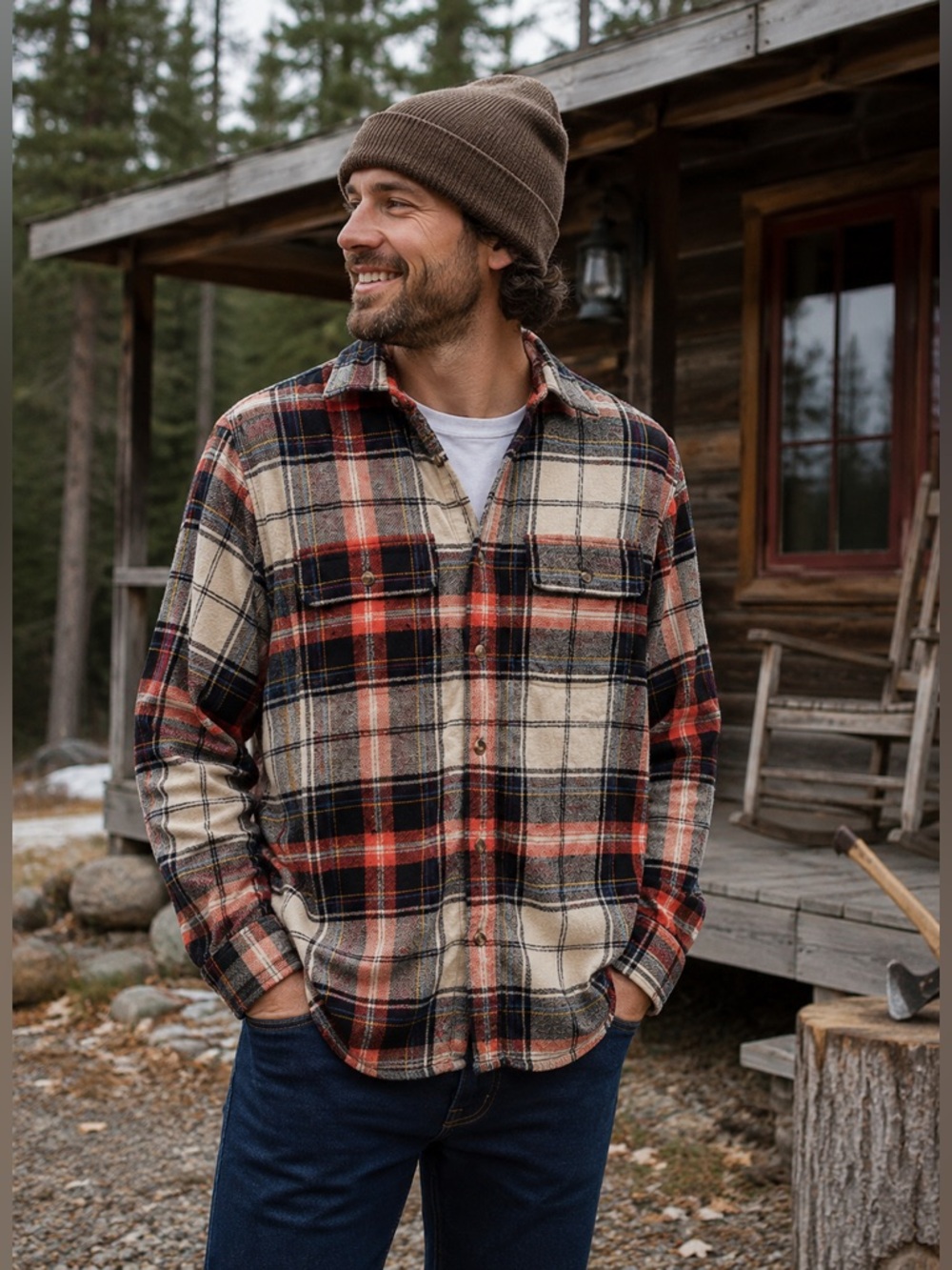 Old Navy Men’s Large Plaid Flannel Button Down Shirt Gorpcore